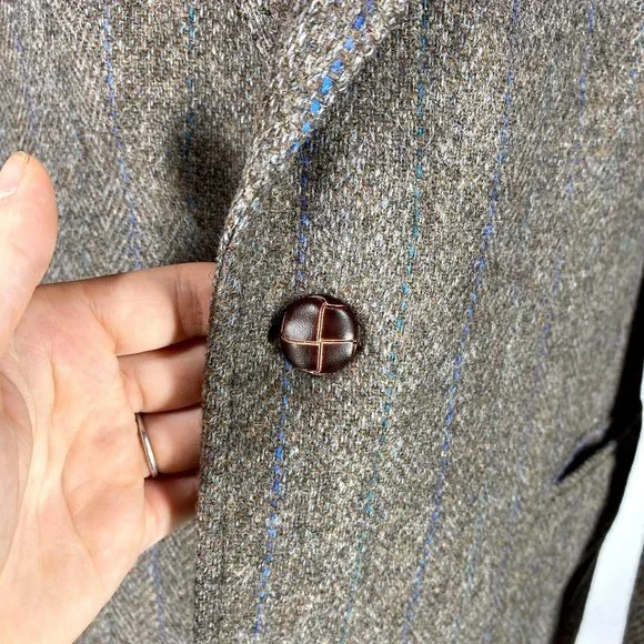 Adam Hall Men's Size 42L Vintage Brown Tweed Wool Jacket Sport Coat Blazer